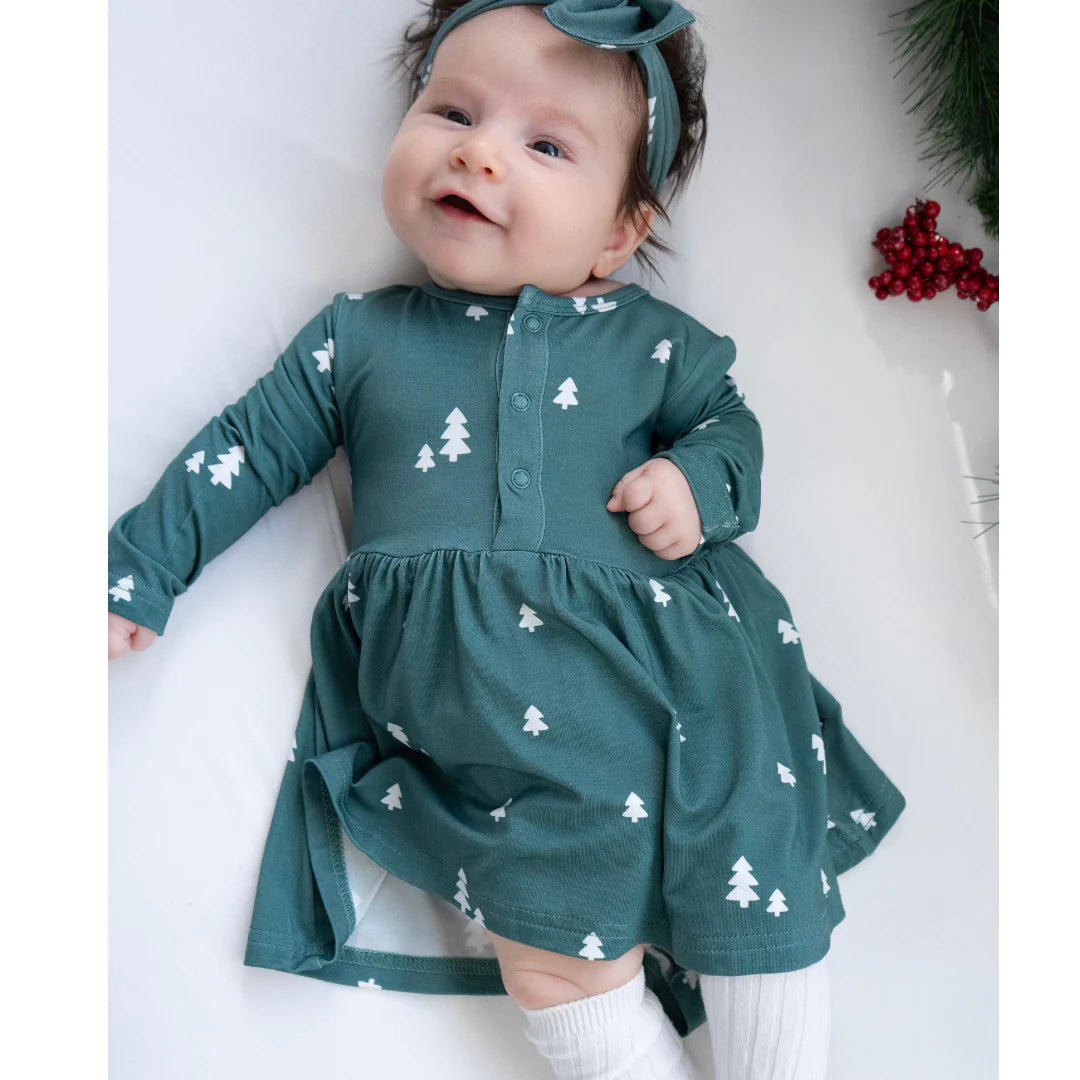 Long Sleeve Baby Peplum Dress - Tiny Trees