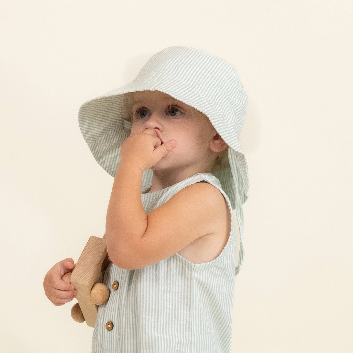 Organic Bucket Sun Hat - Green Stripes