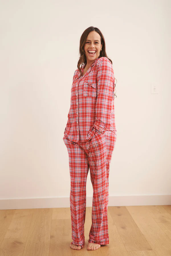 Ladies Collared Set - Red Plaid