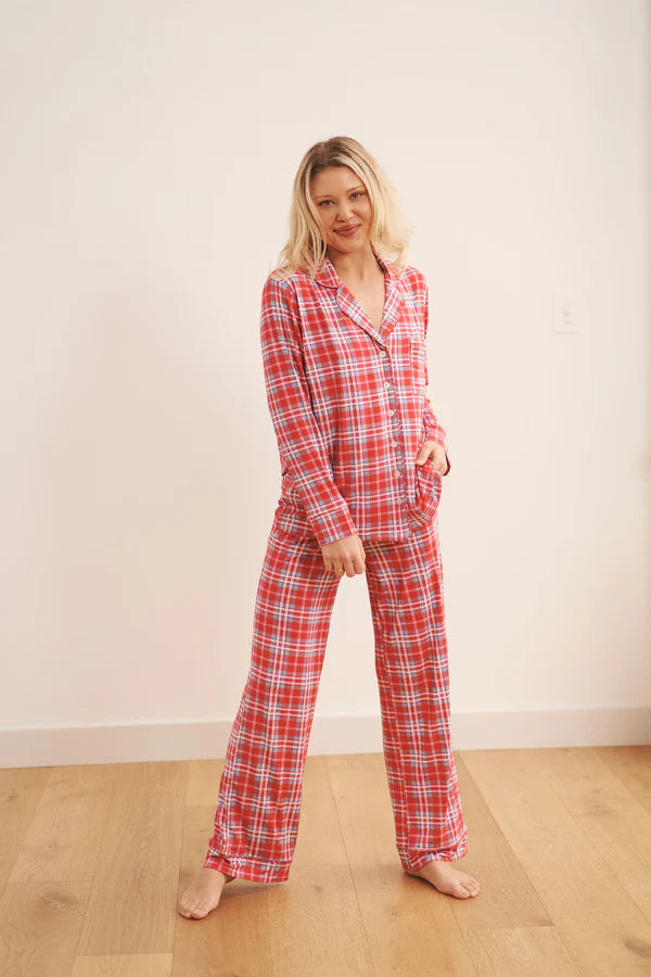 Ladies Collared Set - Red Plaid