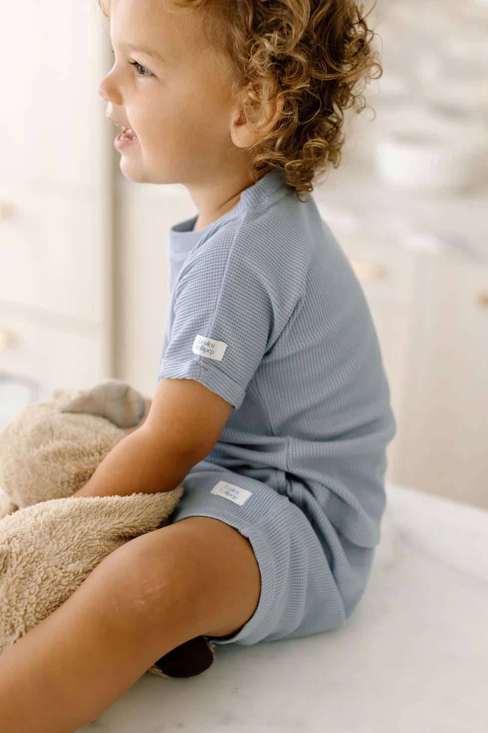 Waffle Top + Bottom Set - Blue Fog