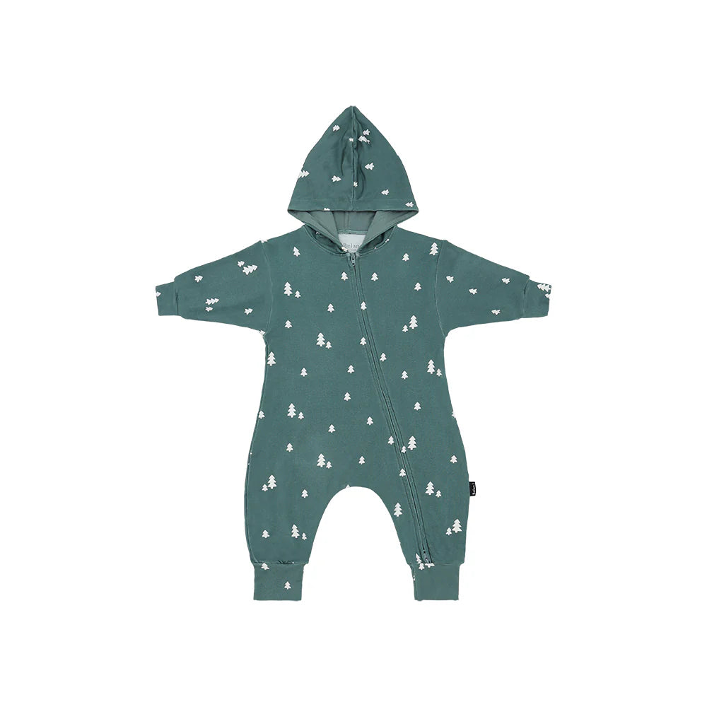 Baggy Hoodie Zipper Jumpsuit - Tiny Trees