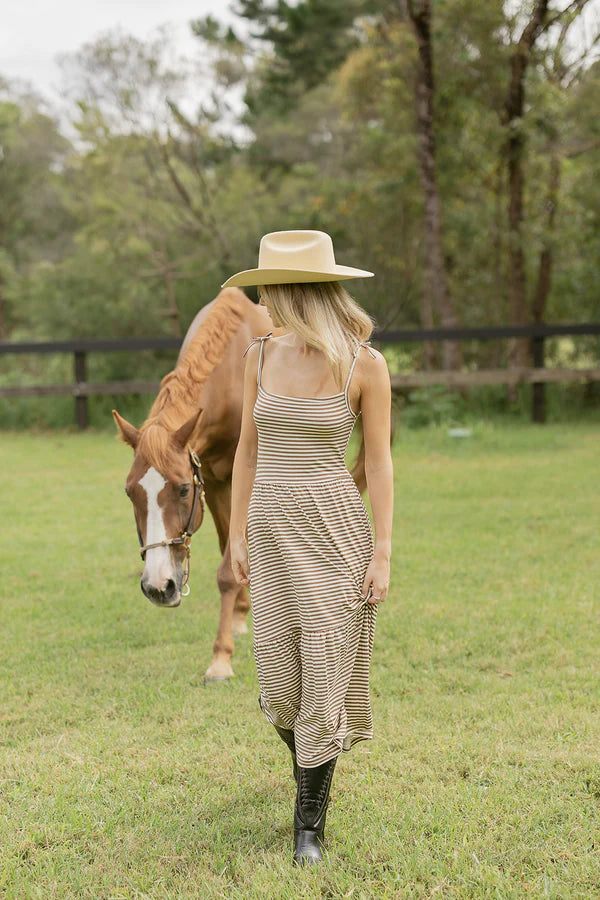 Ladies Twirl Dress - Caramel Stripe