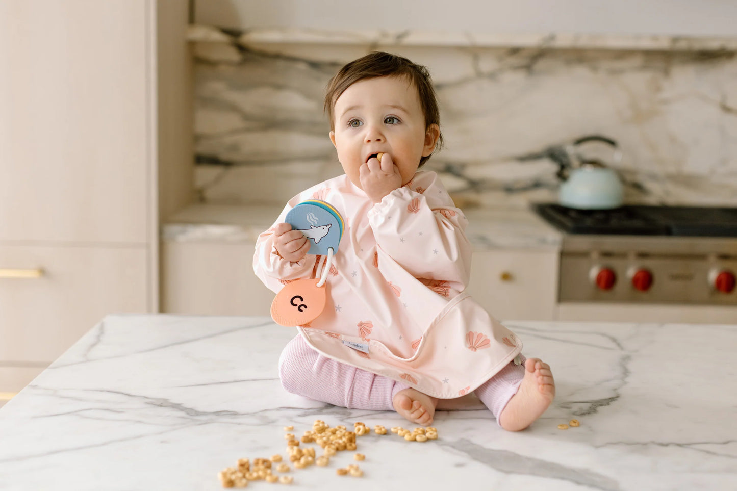 Long Sleeve Bib - Seashells