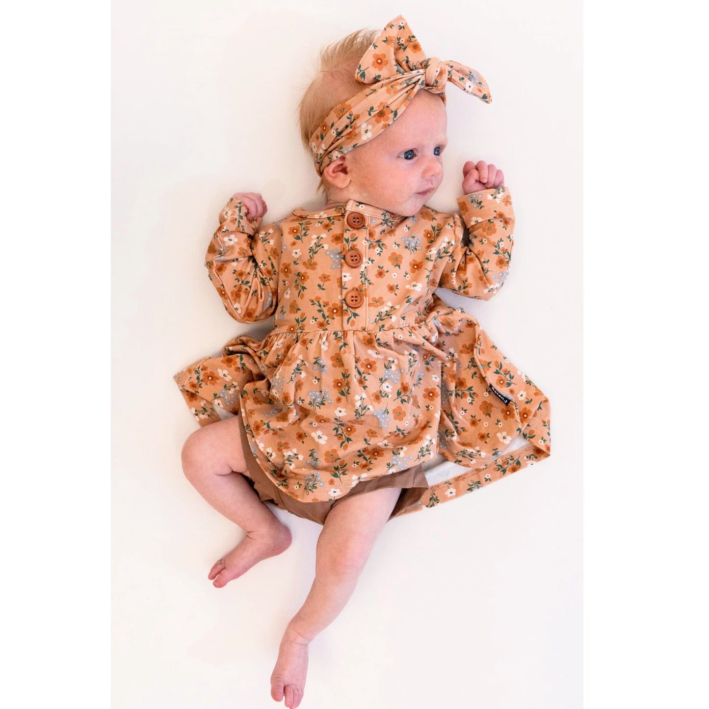 Long Sleeve Baby Peplum Dress - Amber Garden