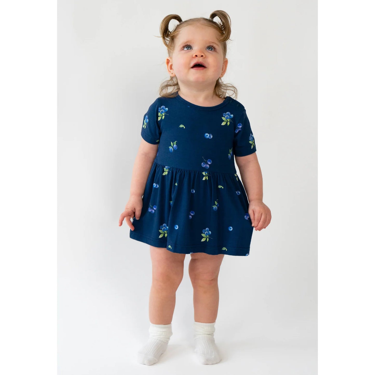 Short Sleeve Skirted Onesie - Blueberries