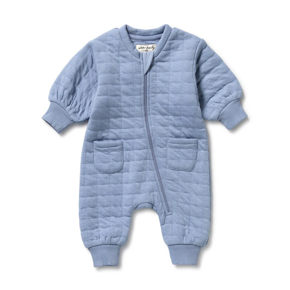 Organic Quilted Growsuit - Sky Blue