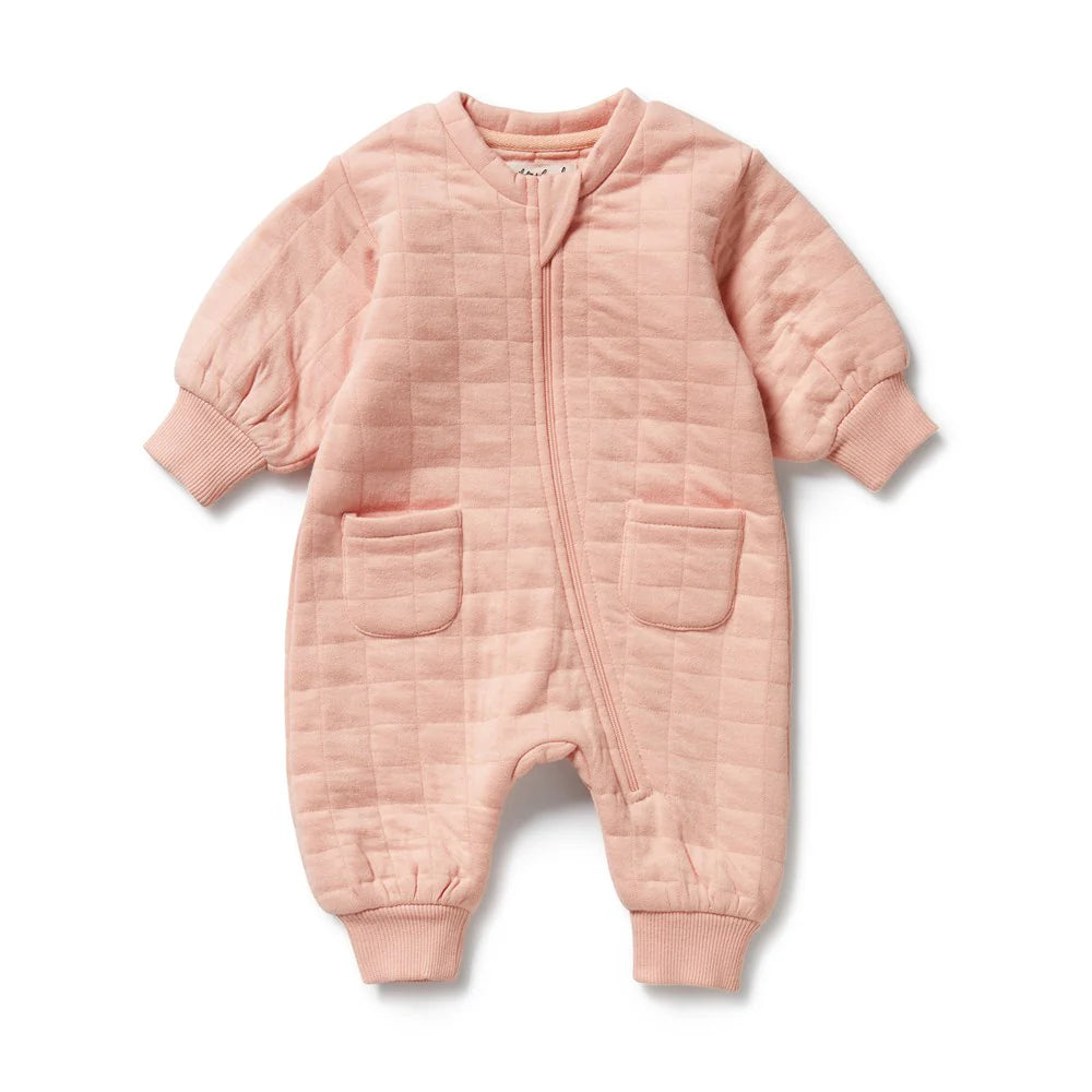 Organic Quilted Growsuit - Pretty Pink