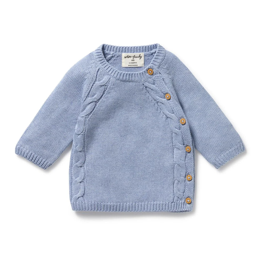 Blue Speckle Organic Knitted Kimono Cardigan - Blue Speckle