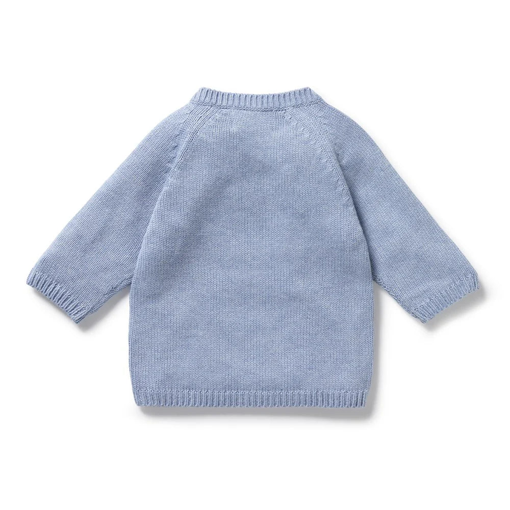 Blue Speckle Organic Knitted Kimono Cardigan - Blue Speckle