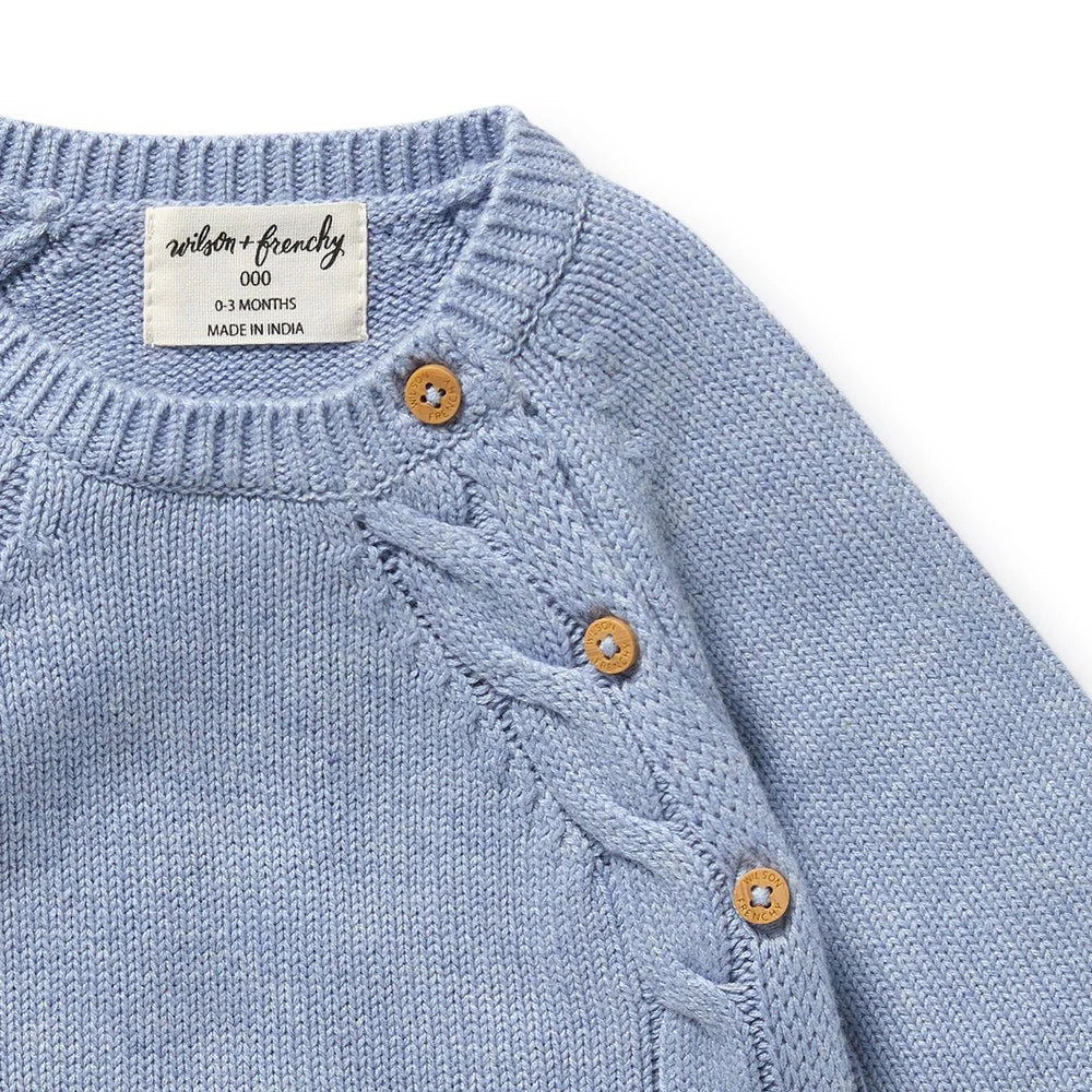 Blue Speckle Organic Knitted Kimono Cardigan - Blue Speckle