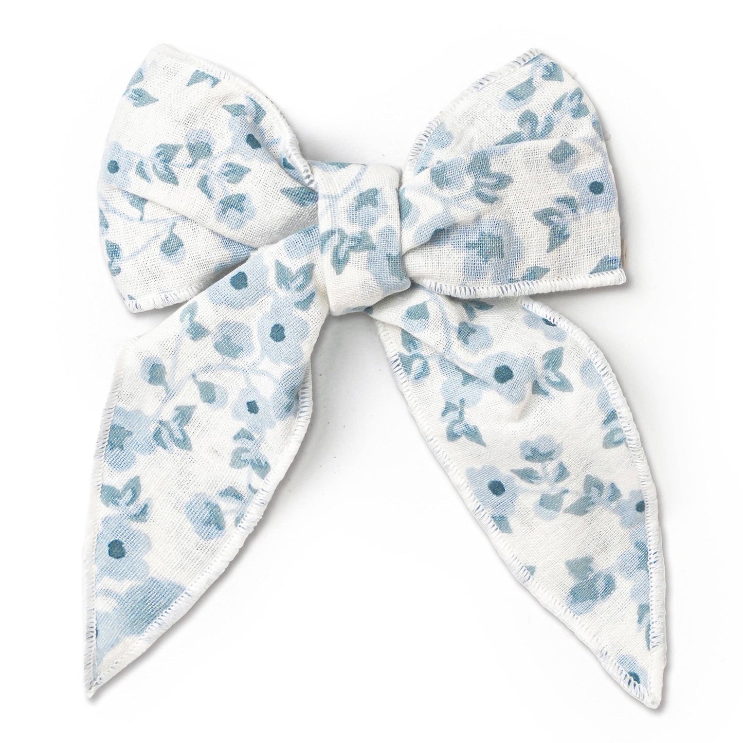 Organic Hair Bow Clip - Blue Vines
