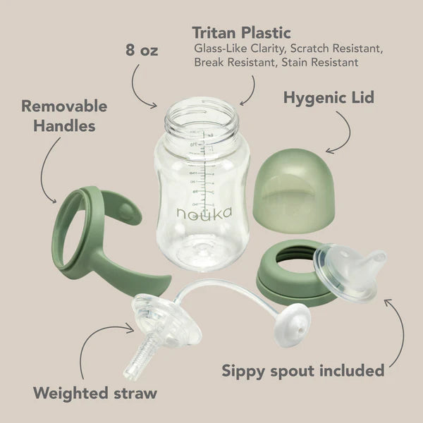 Transitional Sippy/Weighted Straw Cup - Moss