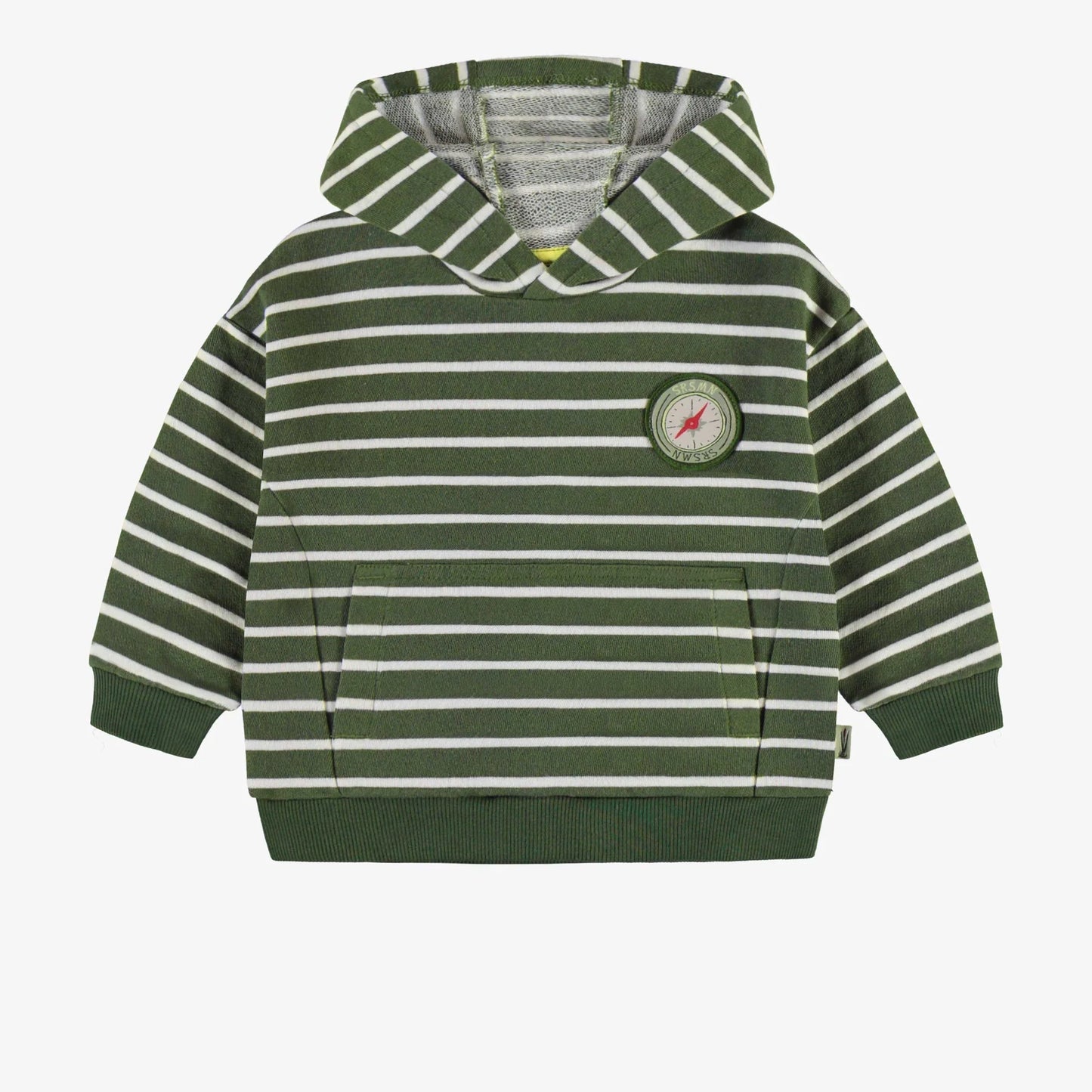 French Terry Hoodie - Forest Green Stripes