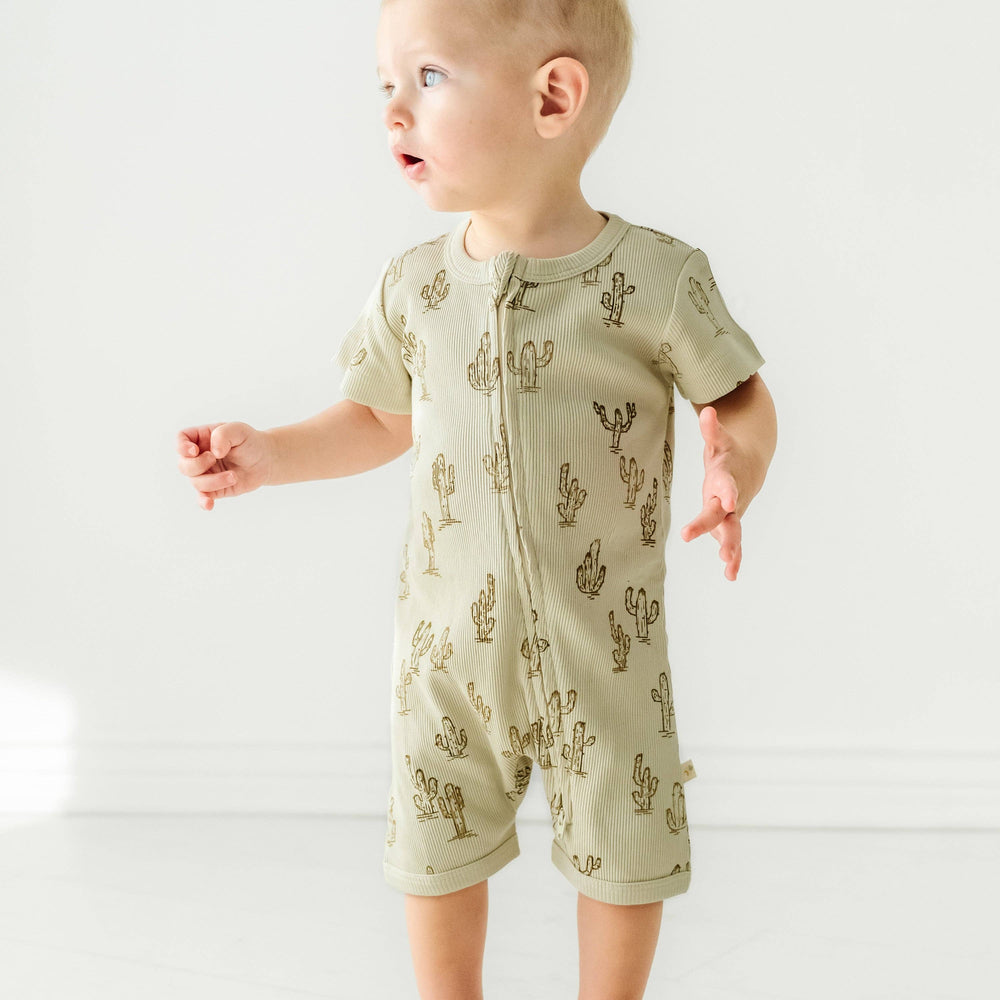 Organic Cotton Short Zip Romper | Cactus