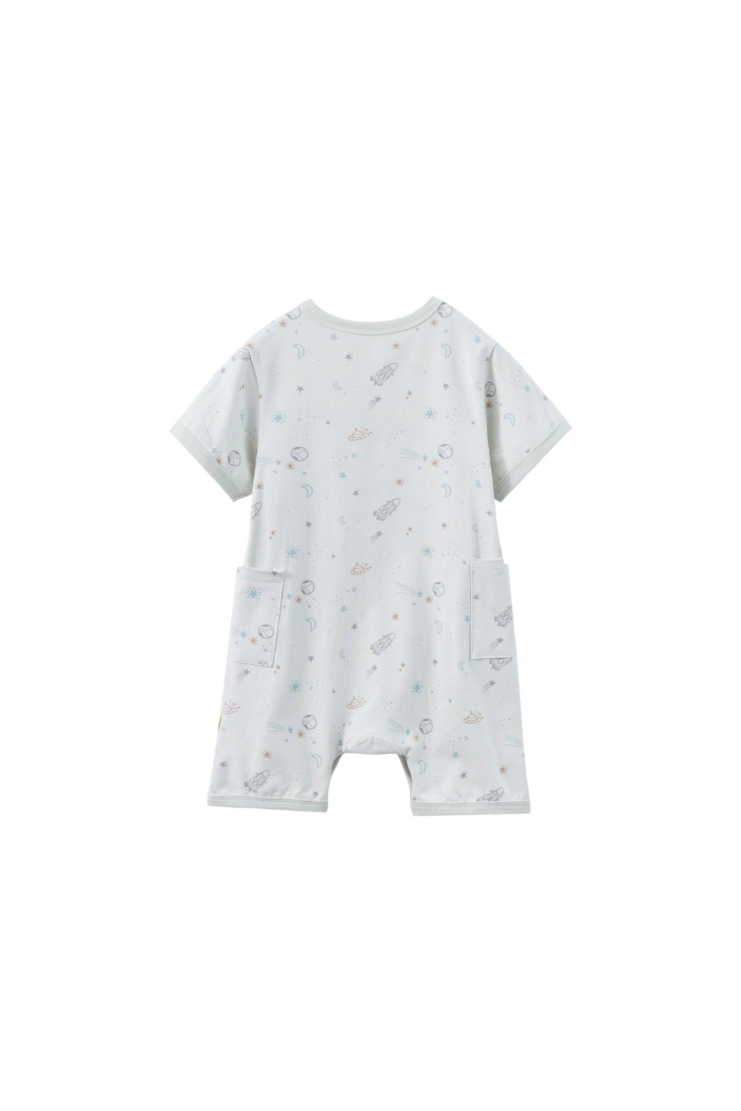 
                  
                    Baby romper with star pattern on a white background.
                  
                