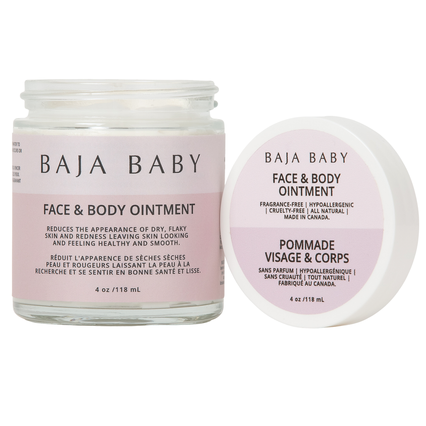 
                  
                    Baja Baby Face & Body Ointment jar and lid on a white background.
                  
                