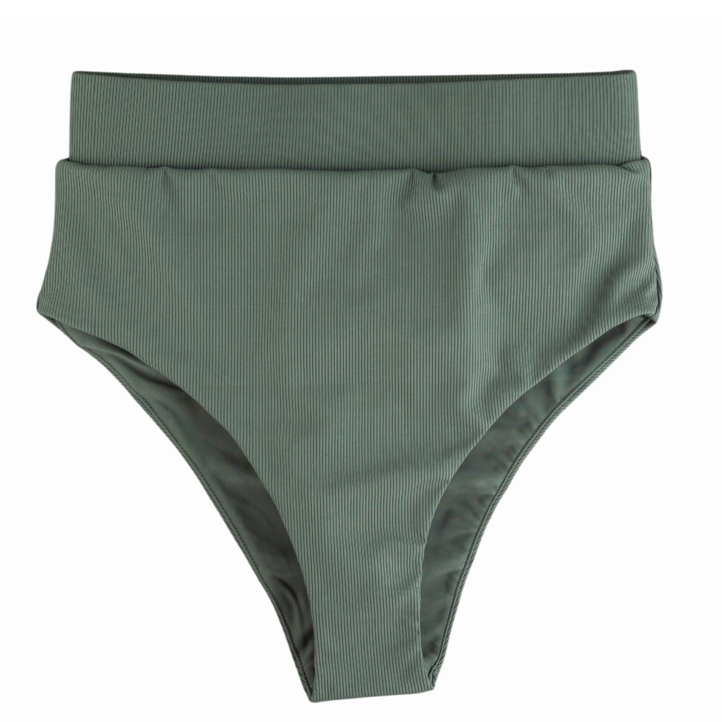 
                  
                    Green high-waisted bikini bottom on a white background.
                  
                