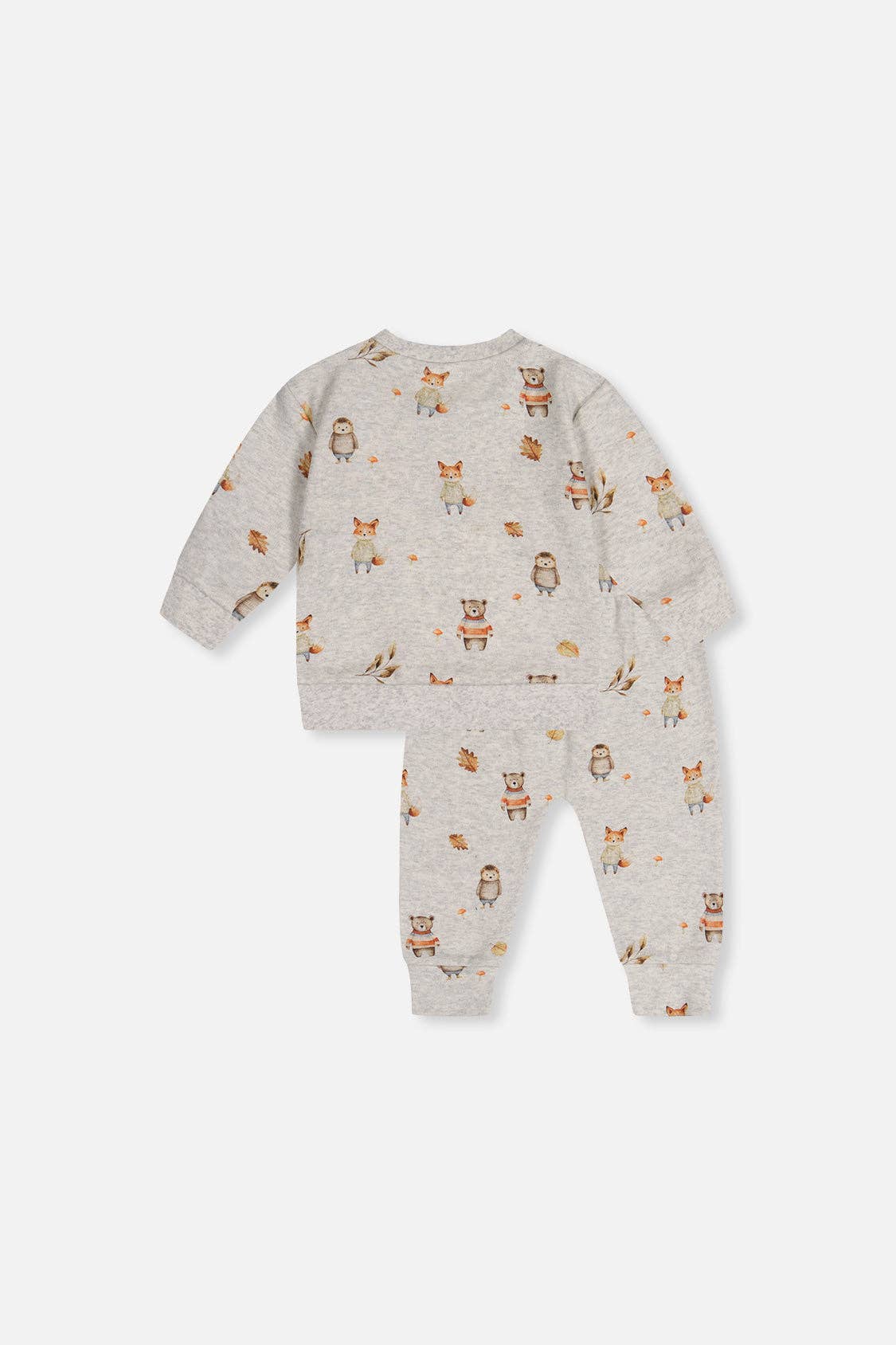 
                  
                    Children's pants and top set with animal pattern on a white background.
                  
                