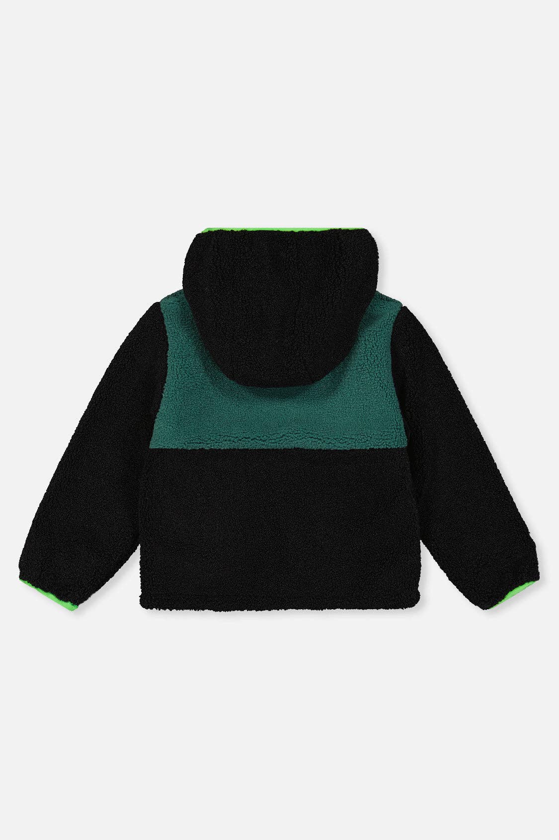 
                  
                    Black and green jacket on a white background.
                  
                