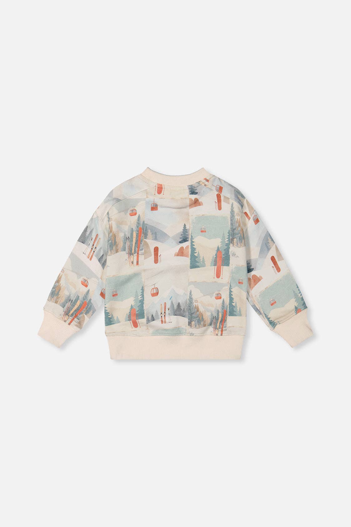
                  
                    Sweater with a scenic print on a white background.
                  
                