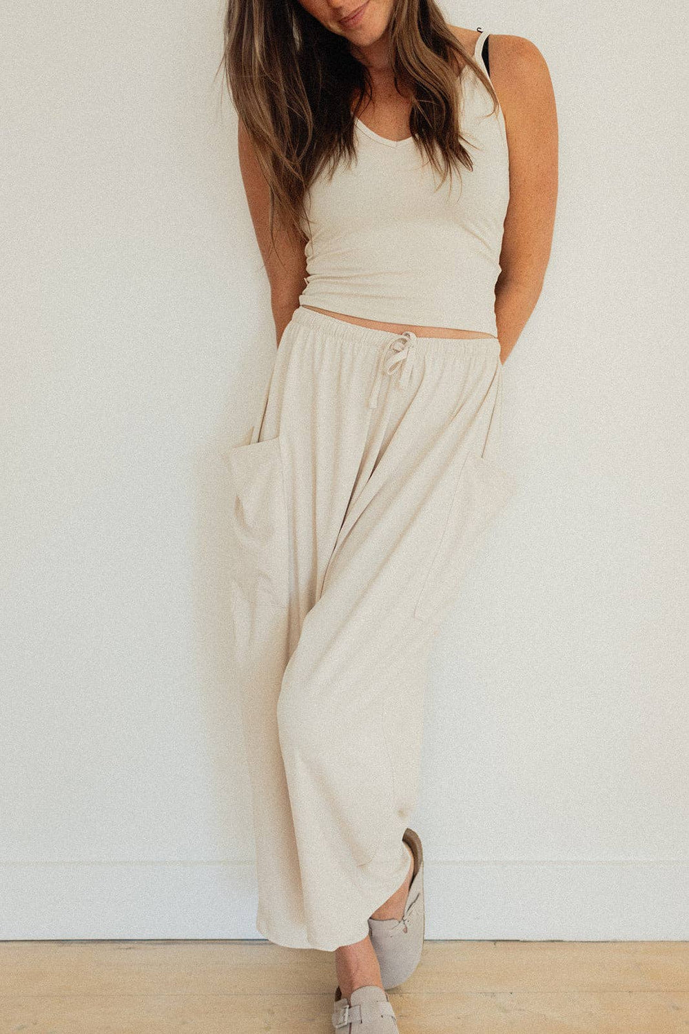 Ladies Baggy Pants - Bone