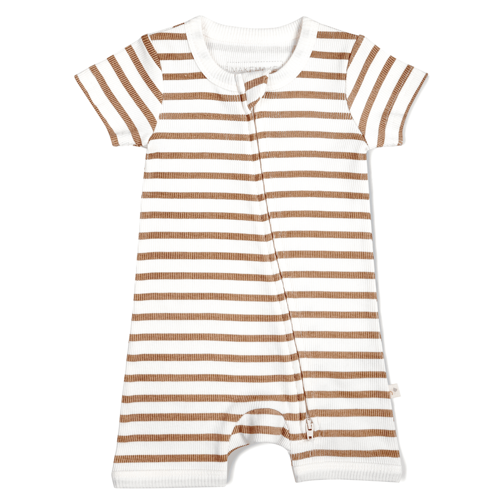 
                  
                    Organic Cotton Short Zip Romper | Stripes
                  
                