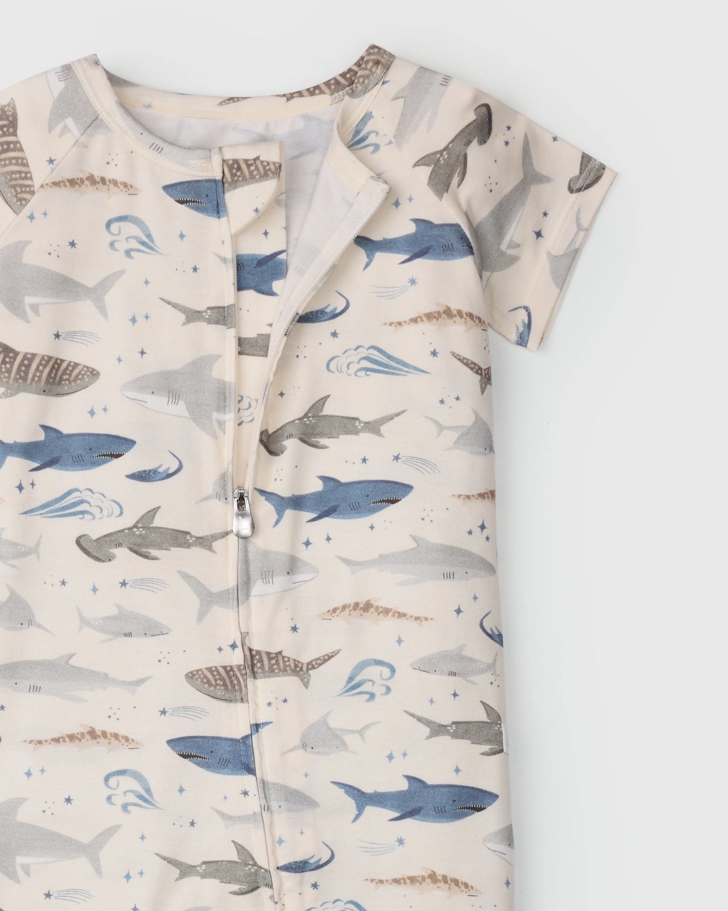 
                  
                    Short Sleeve Zipped Romper - Sharks
                  
                