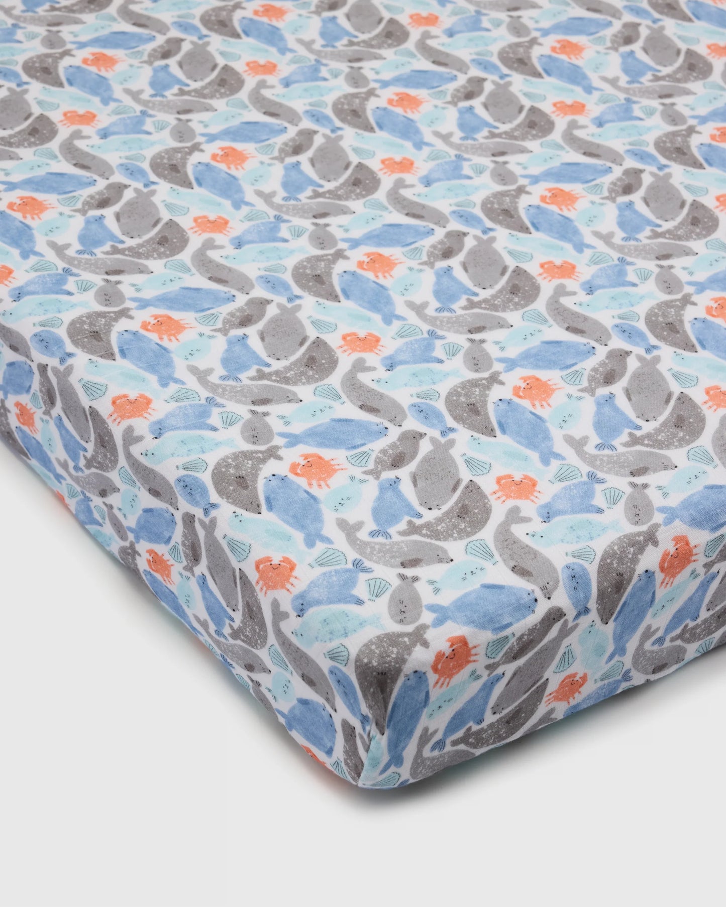 
                  
                    Muslin Fitted Crib Sheet - Silly Seals
                  
                