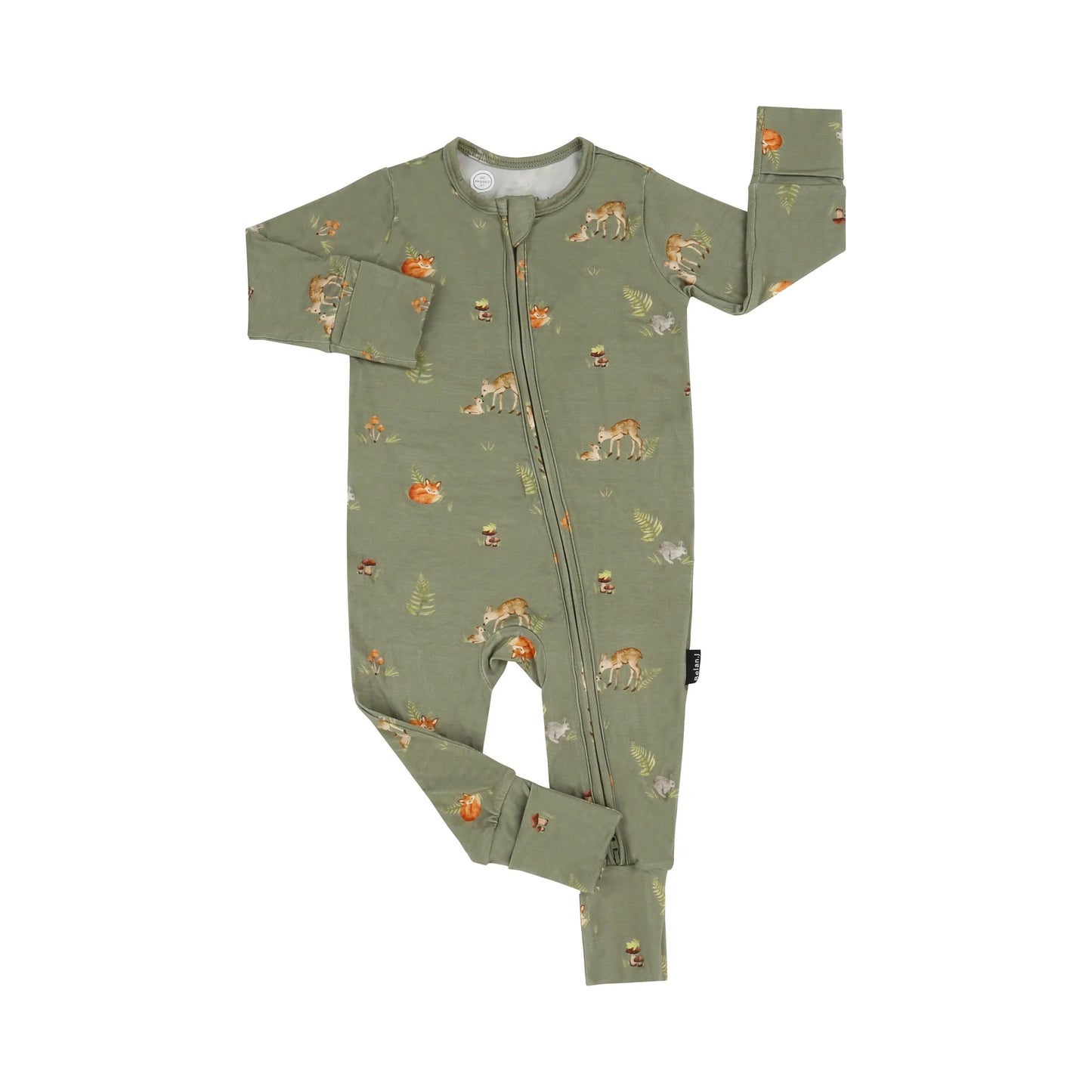 
                  
                    Green baby onesie on a white background.
                  
                