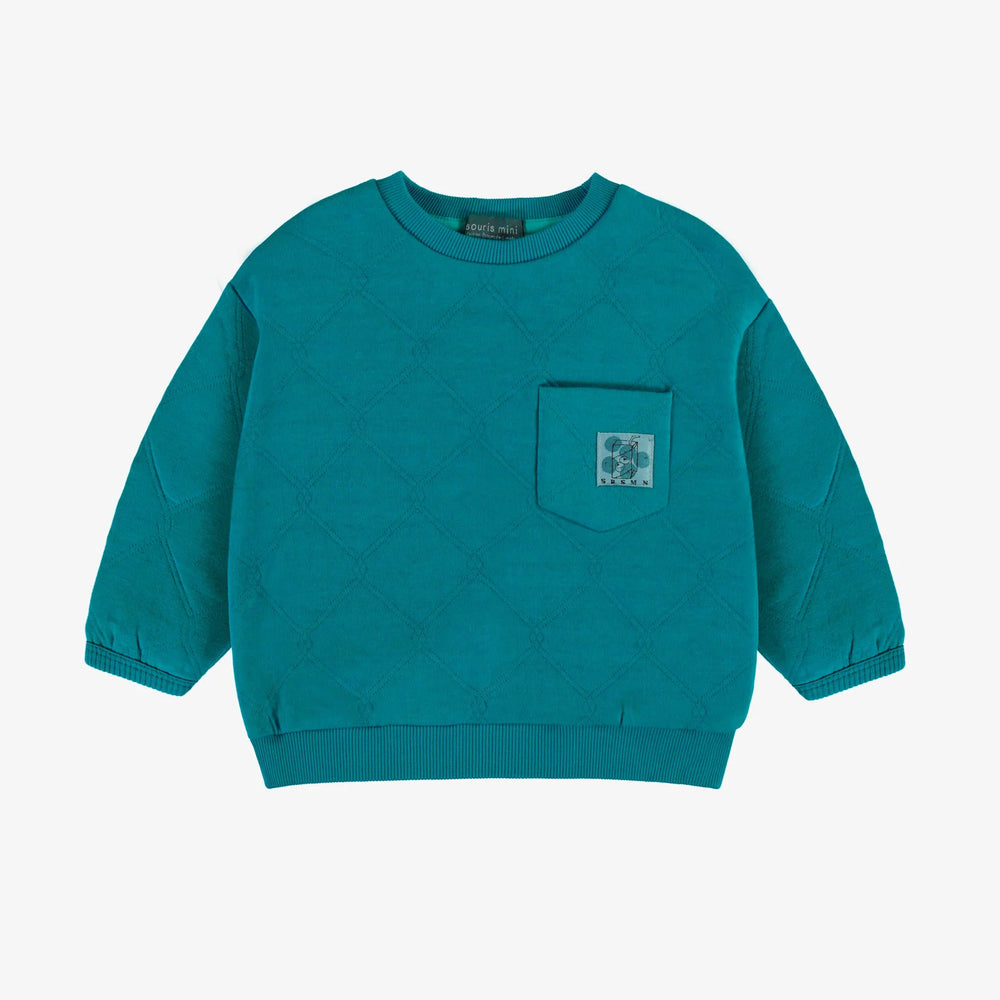 Quilted Jersey Sweater - Turquoise