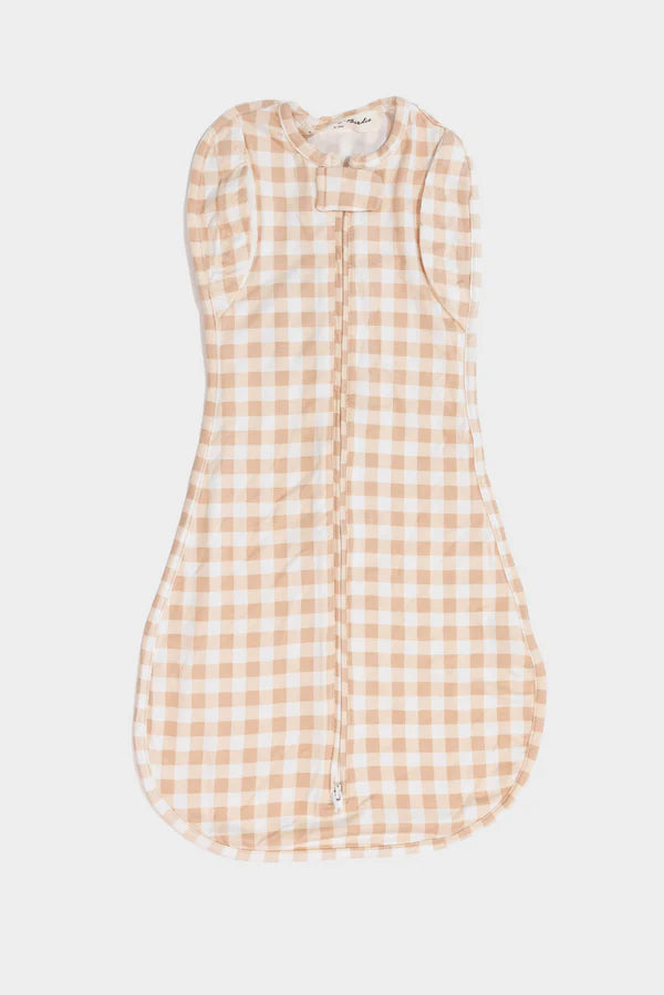 Birdie Swaddle Bag - Oat Gingham 0-3M