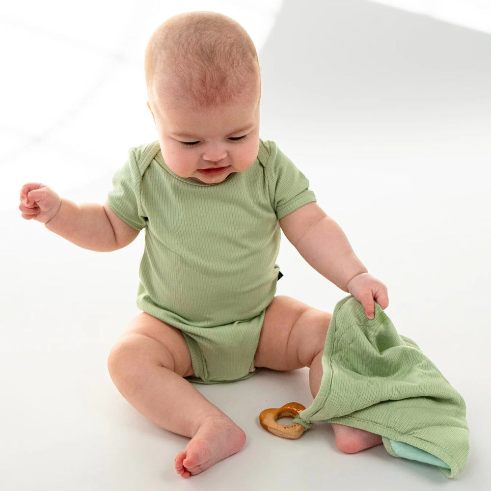 Ribbed Bamboo Short Sleeves Onesie - Misty Sage