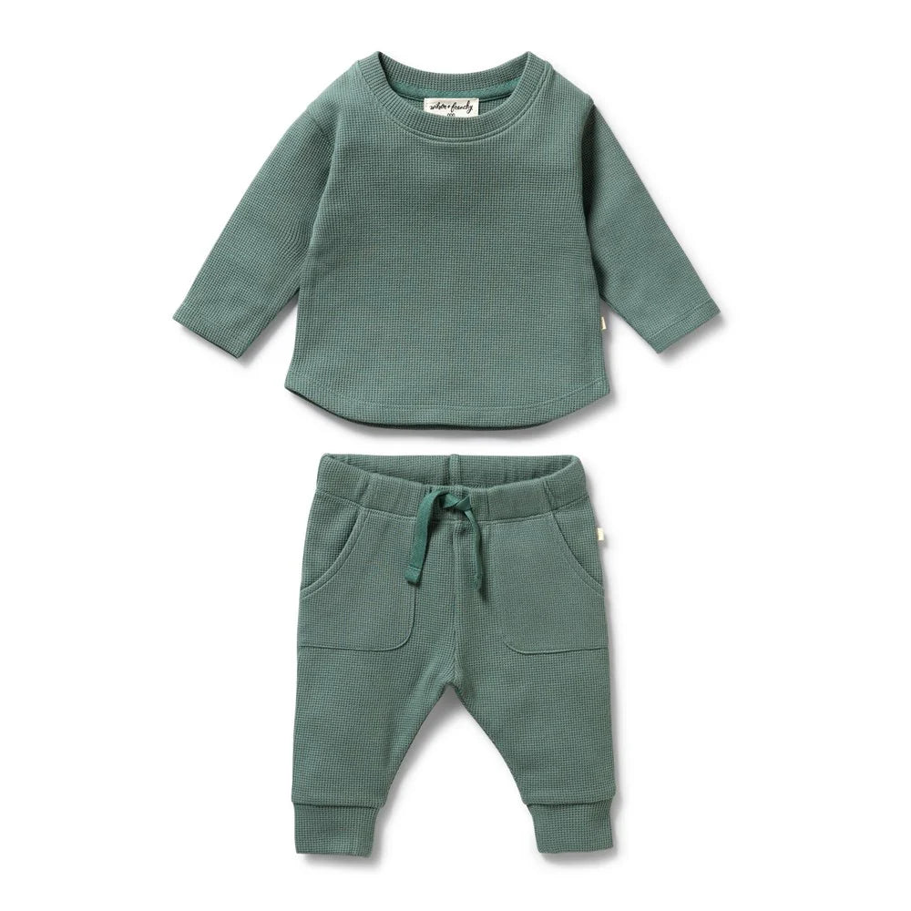 Organic Waffle Set - Pine Green