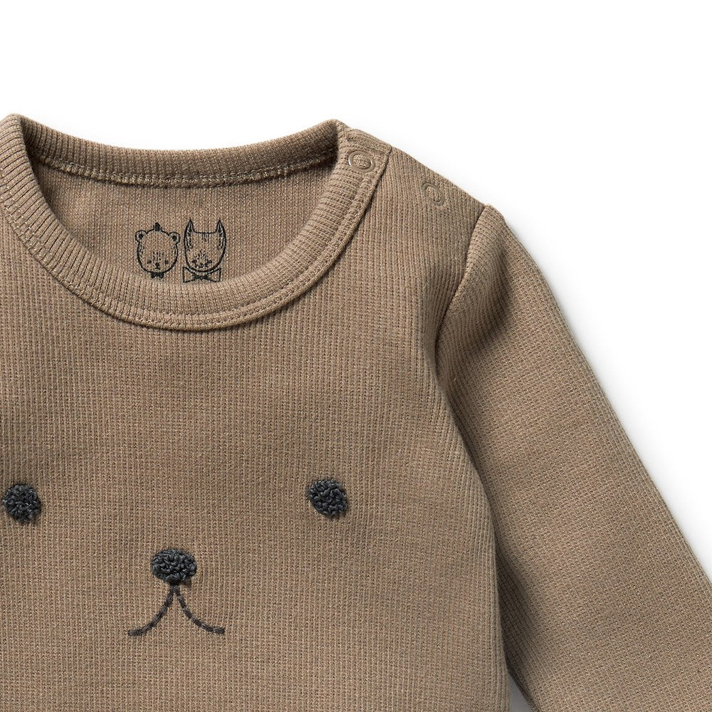 
                  
                    Organic Ribbed Long Sleeved Bodysuit - Walnut
                  
                