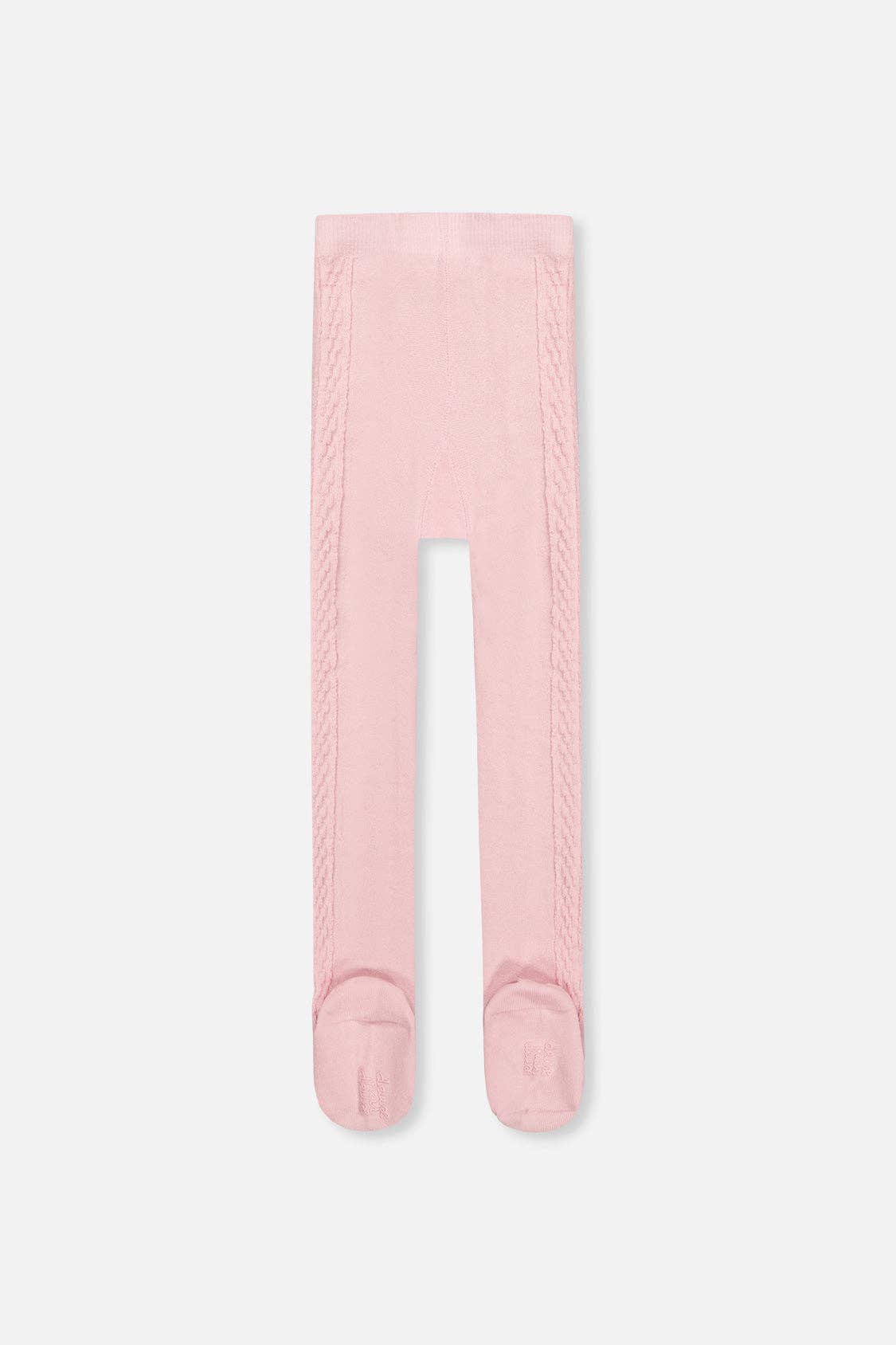 
                  
                    A pair of light pink knit tights with decorative braided trim down the outer sides, shown flat against a light gray background.
                  
                
