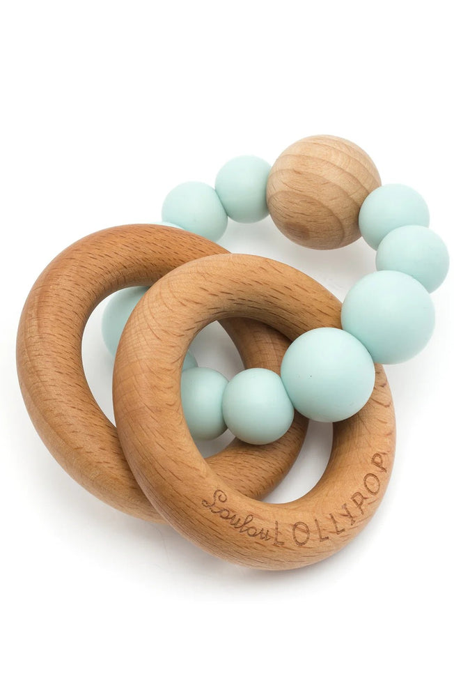 Loulou Lollipop Bubble Silicone + Wood Teether - Mint - Mama + Fawn Co.-