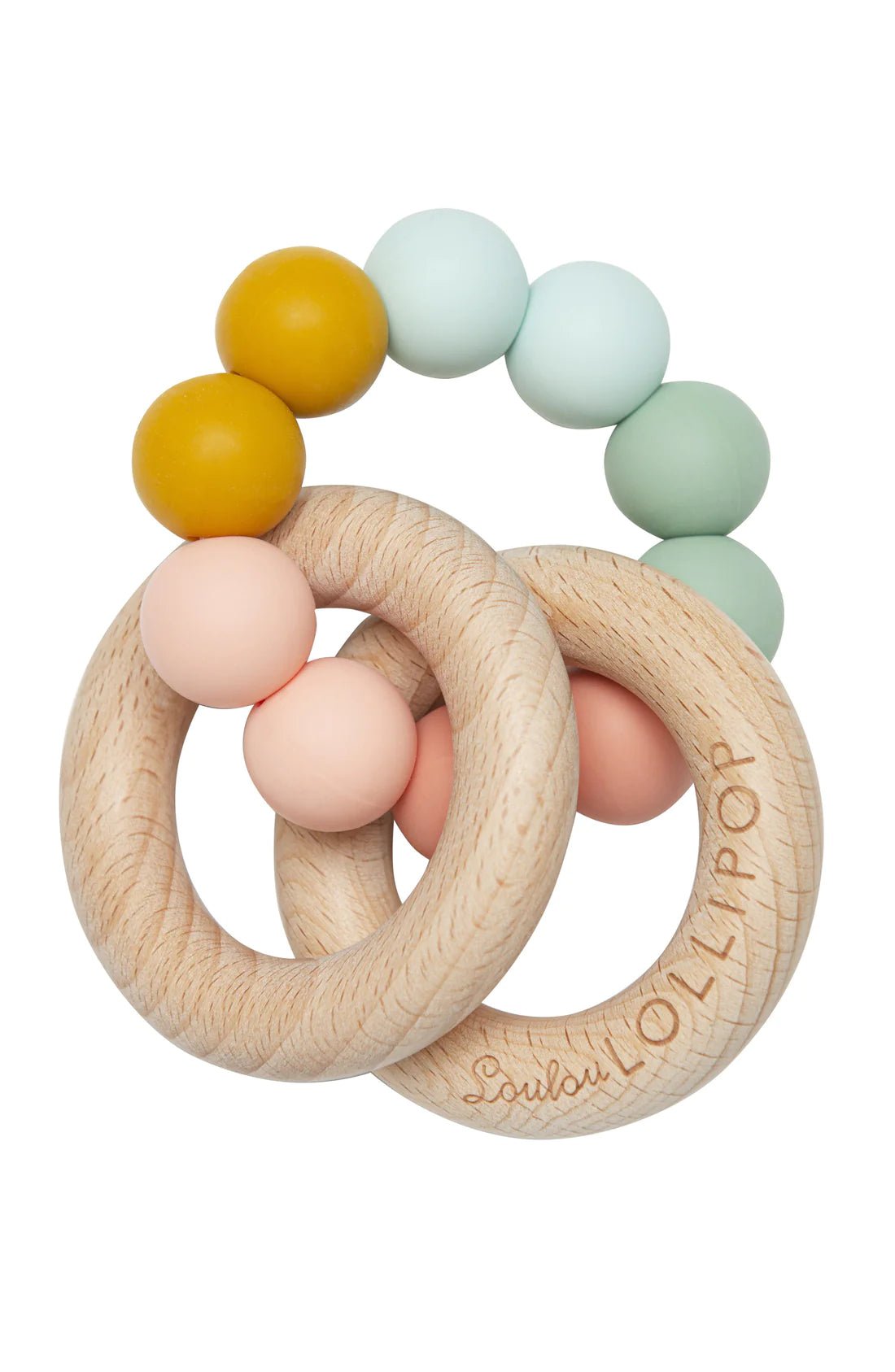 Loulou Lollipop Bubble Silicone + Wood Teether - Rainbow - Mama + Fawn Co.-