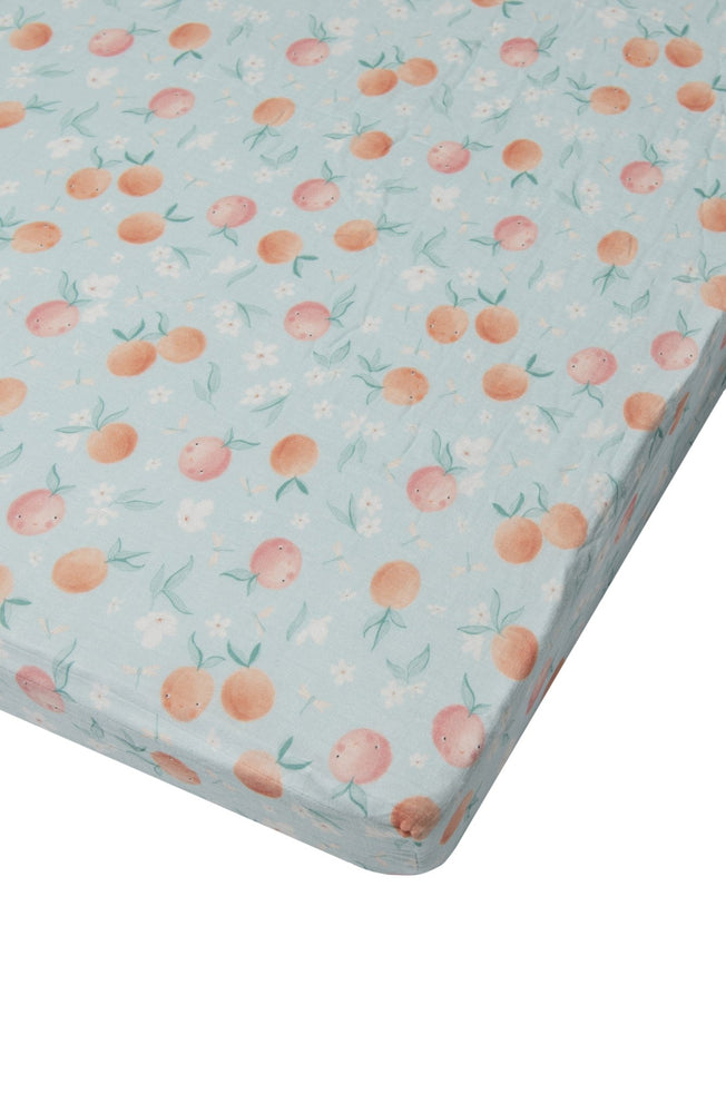 
                  
                    Loulou Lollipop Crib Sheet - Peaches - Mama + Fawn Co.-
                  
                