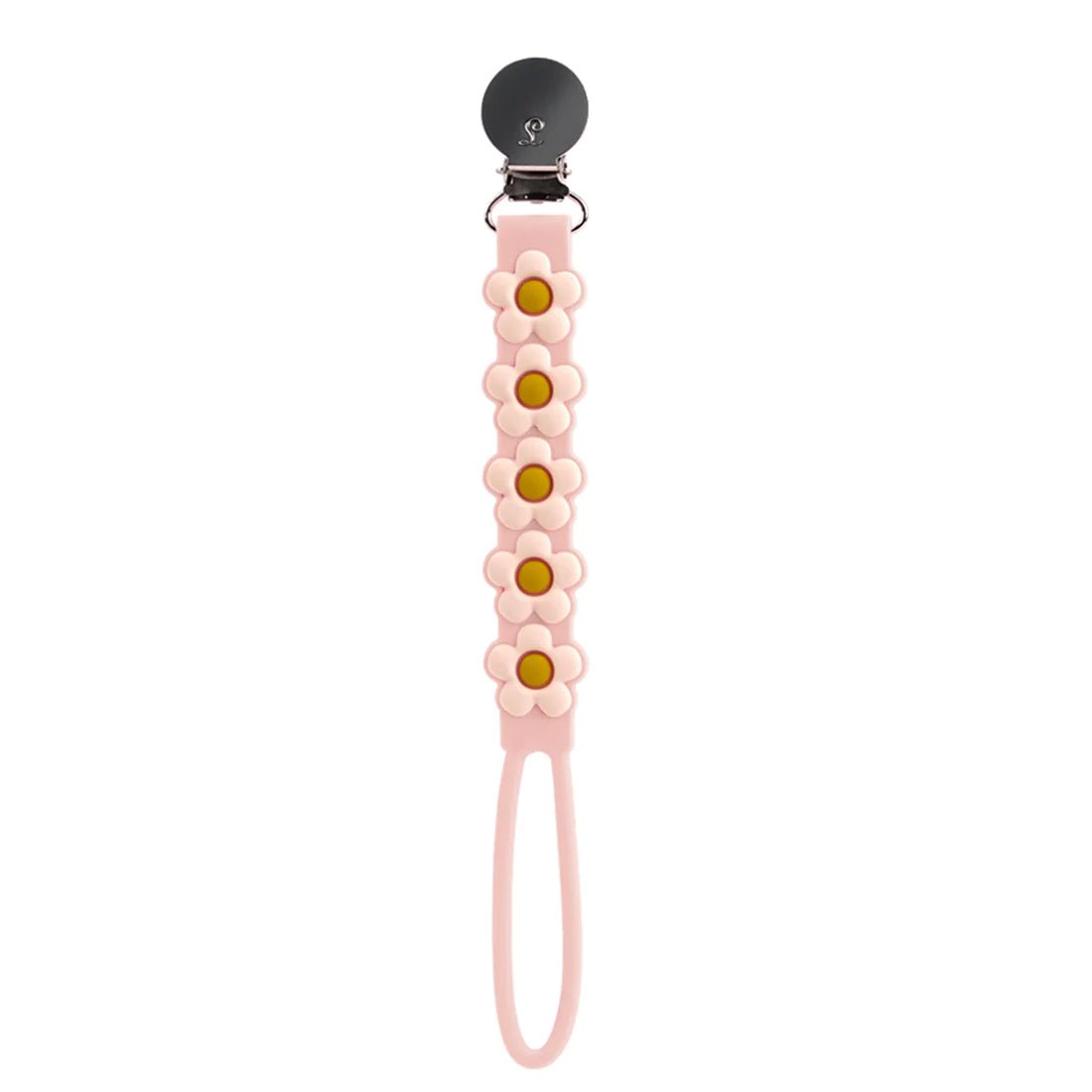 Loulou Lollipop Silicone Pacifier Clip - Daisy Pink - Mama + Fawn Co.-