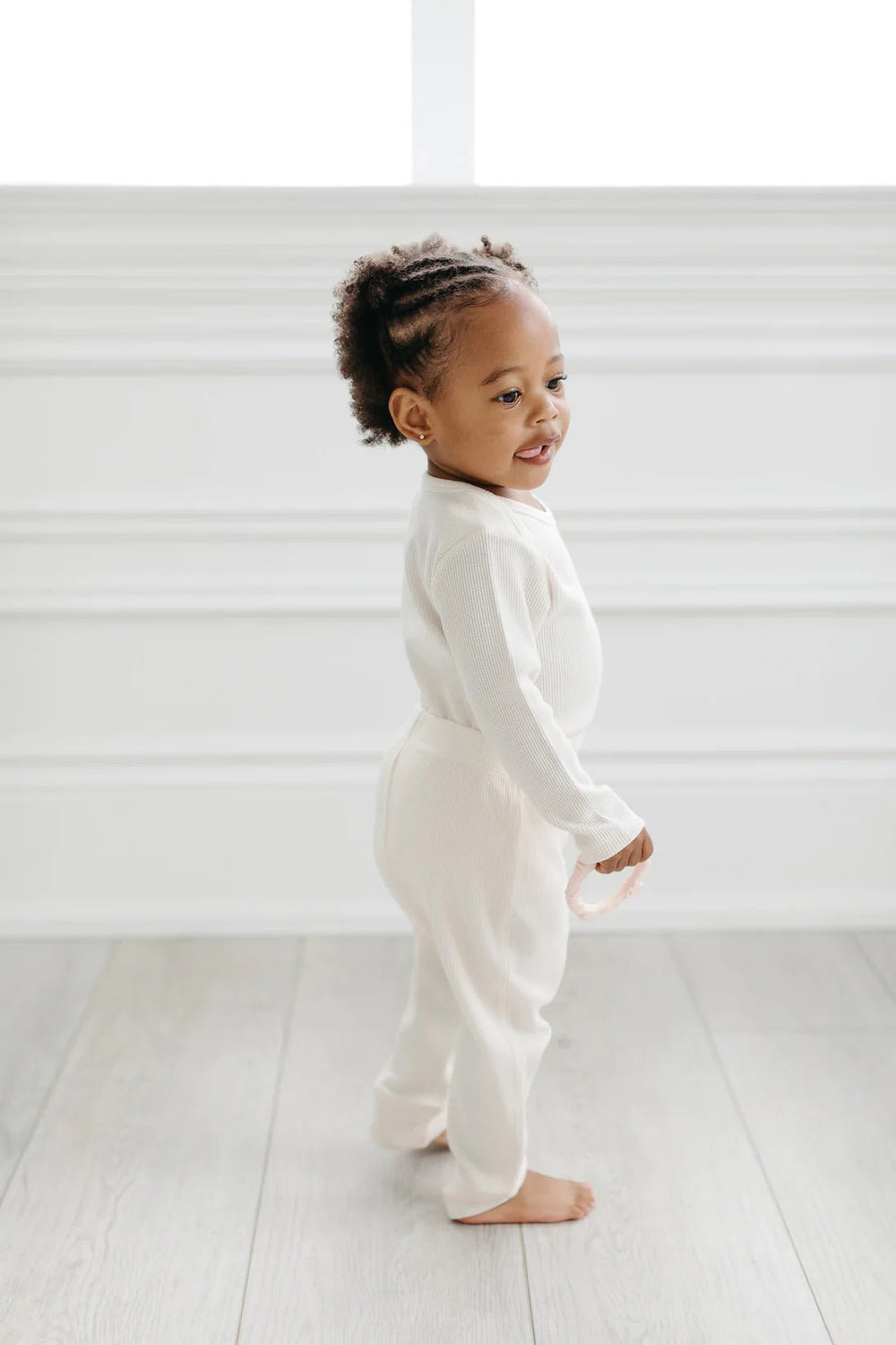 Loulou Lollipop Waffle Baby Pants - Coconut Milk - Mama + Fawn Co.-