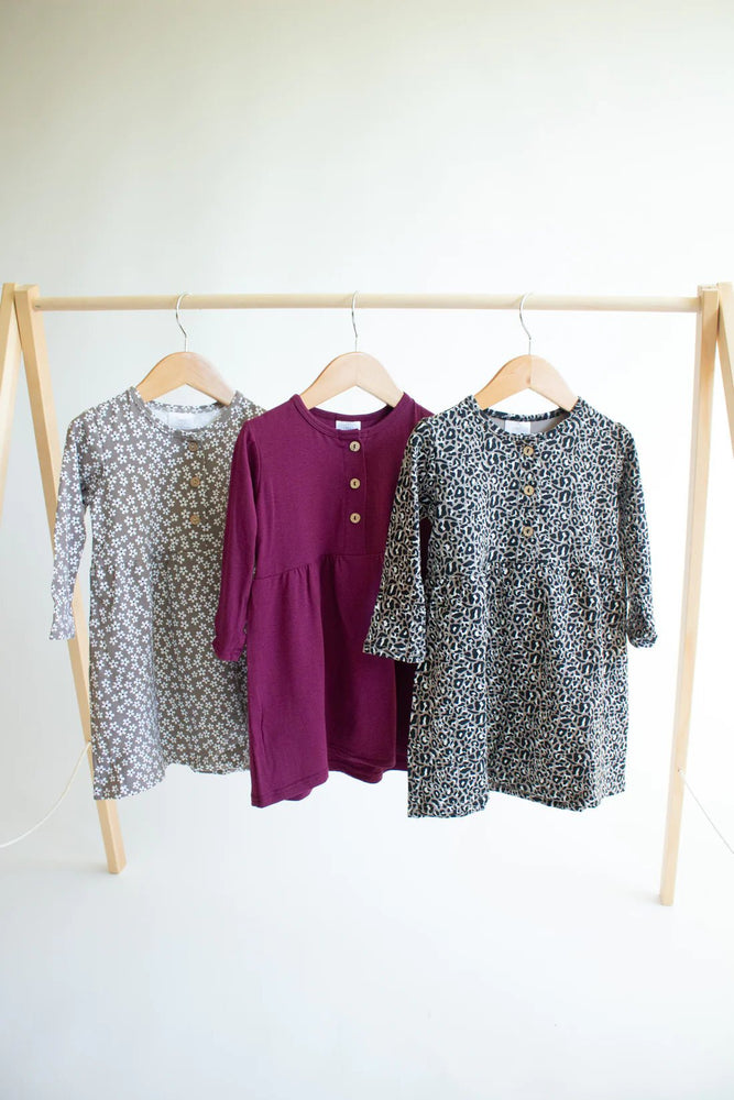 
                  
                    Tiny Button Apparel Henley Swing Dress - Berry - Mama + Fawn Co.-Apparel
                  
                