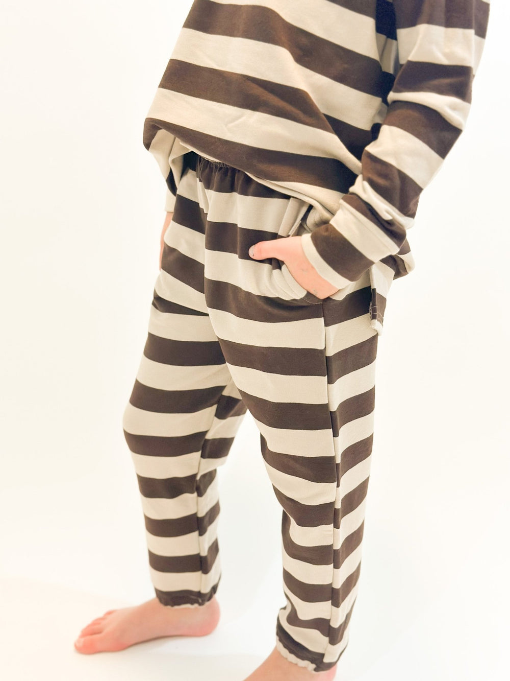 Tiny Button Apparel Joggers - Stripe - Mama + Fawn Co.-Apparel