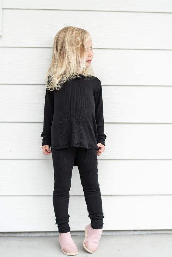 Tiny Button Apparel Kids Lounge Set - Black - Mama + Fawn Co.-Apparel